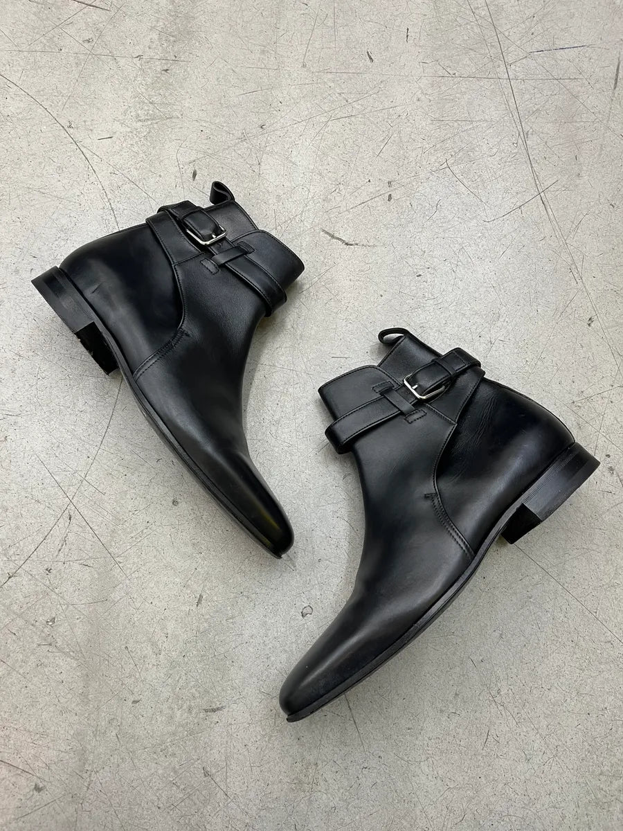 Givenchy Buckled Black Leather Ankle Boots lEFADgh 1