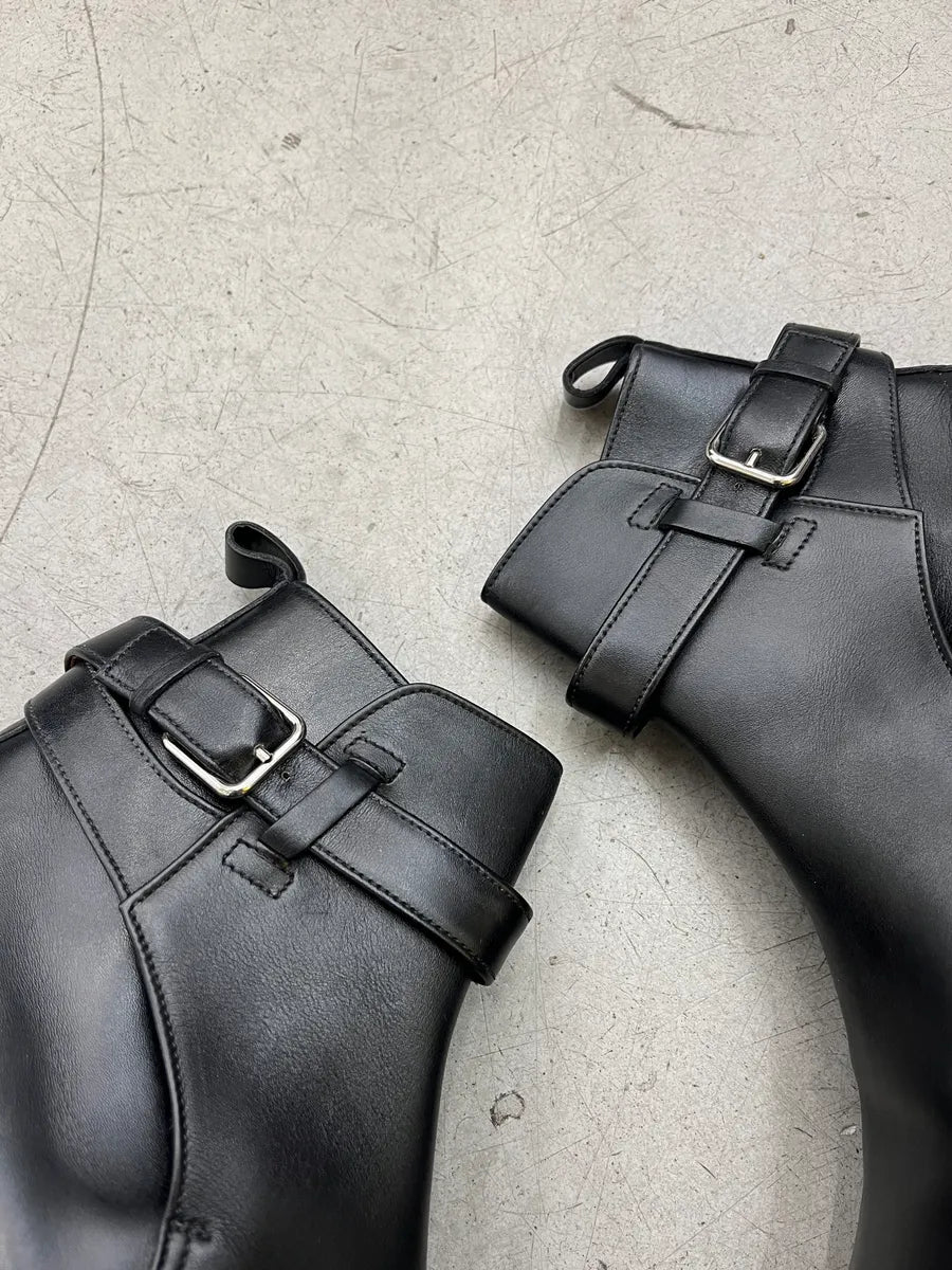 Givenchy Buckled Black Leather Ankle Boots lEFADgh 3
