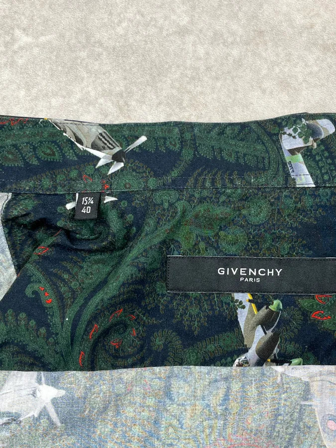 Givenchy Paisley Sky War Planes Green Short Sleeves Shirt yipsNcR 8