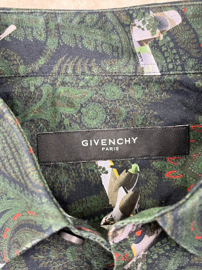 Givenchy Paisley Sky War Planes Green Short Sleeves Shirt yipsNcR 9