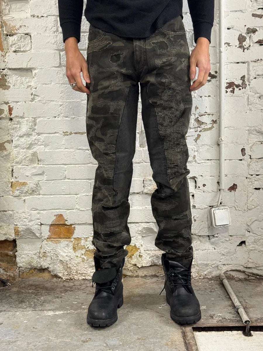 Givenchy Distressed Grey Boro Camo Denim Jeans SXzfyCH 1