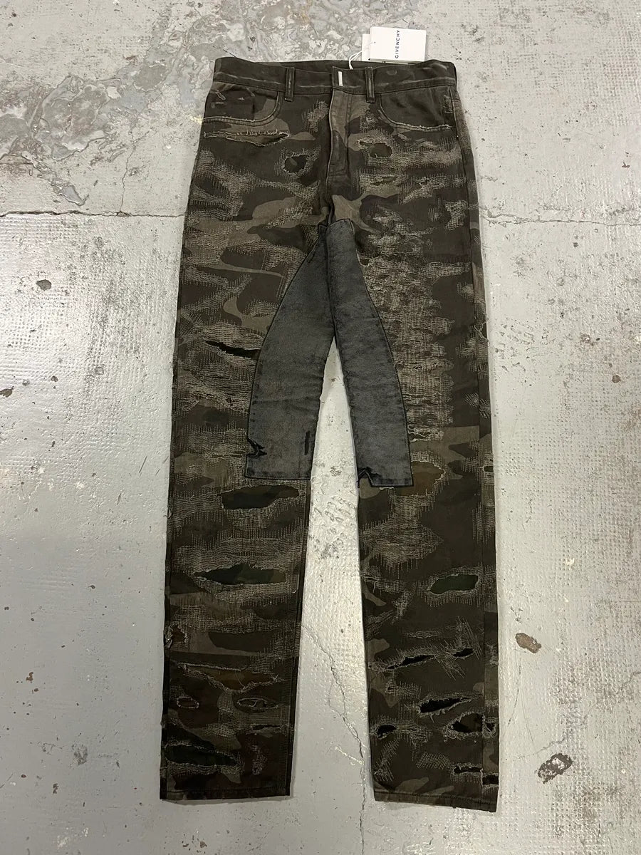 Givenchy Distressed Grey Boro Camo Denim Jeans SXzfyCH 4