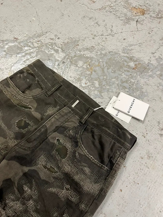 Givenchy Distressed Grey Boro Camo Denim Jeans SXzfyCH 6