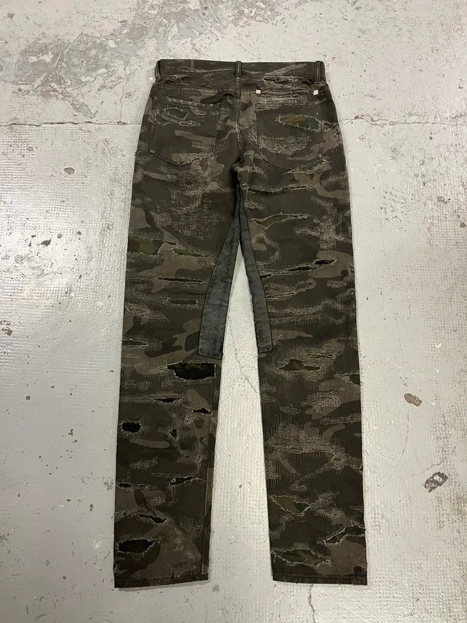 Givenchy Distressed Grey Boro Camo Denim Jeans SXzfyCH 7