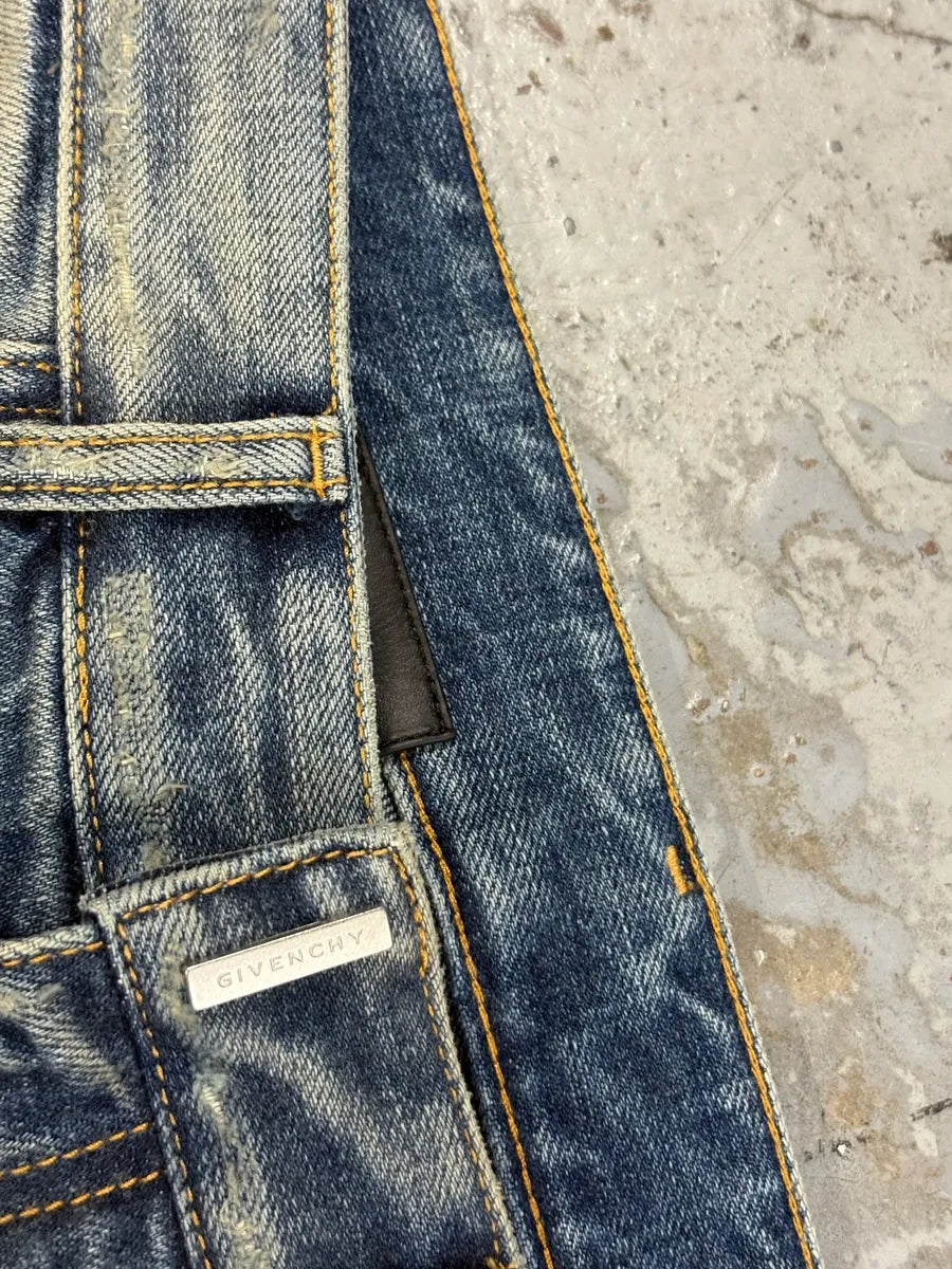 Givenchy Boro Distressed Blue Moleskin Denim Jeans Kgnrfrn 7