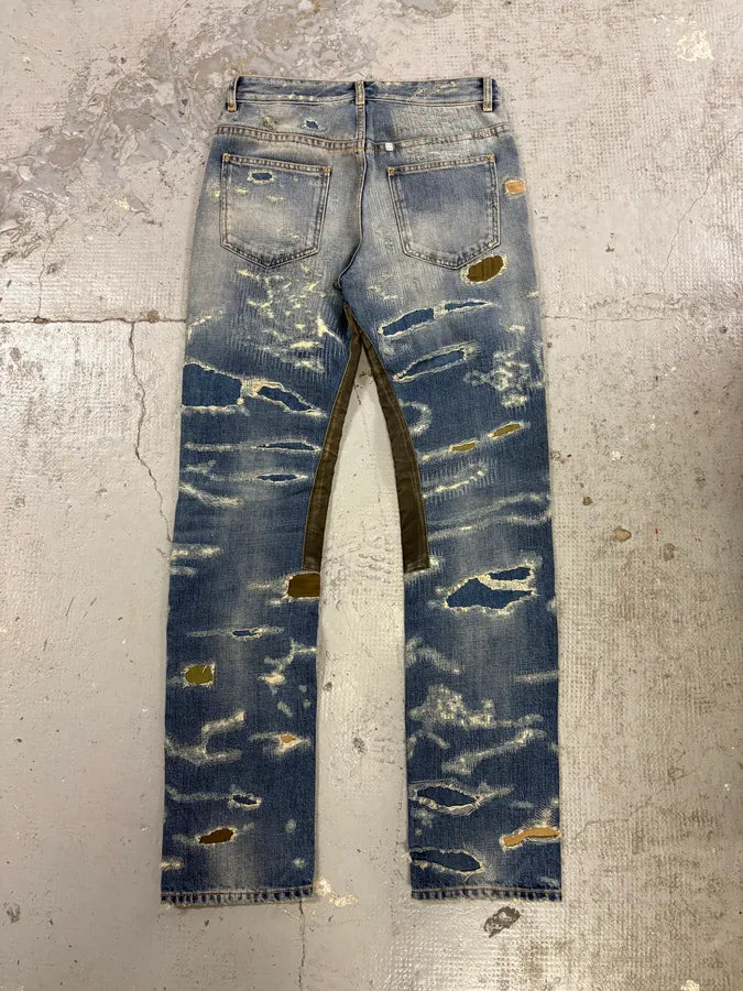 Givenchy Boro Distressed Blue Moleskin Denim Jeans Kgnrfrn 5