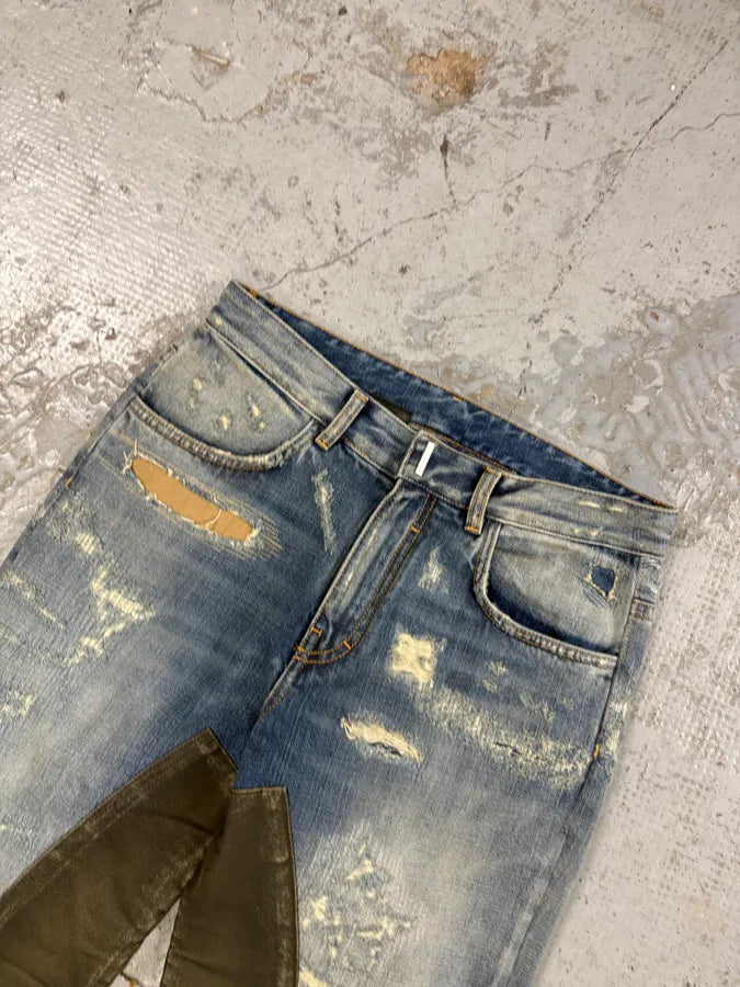 Givenchy Boro Distressed Blue Moleskin Denim Jeans Kgnrfrn 4