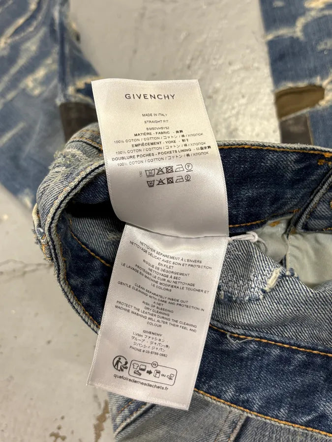 Givenchy Boro Distressed Blue Moleskin Denim Jeans Kgnrfrn 11