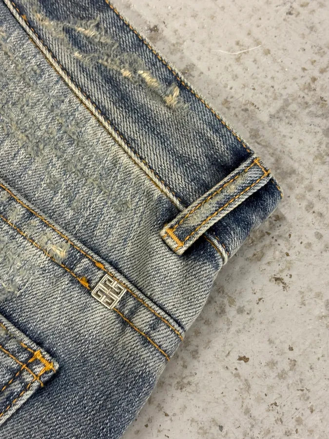 Givenchy Boro Distressed Blue Moleskin Denim Jeans Kgnrfrn 8