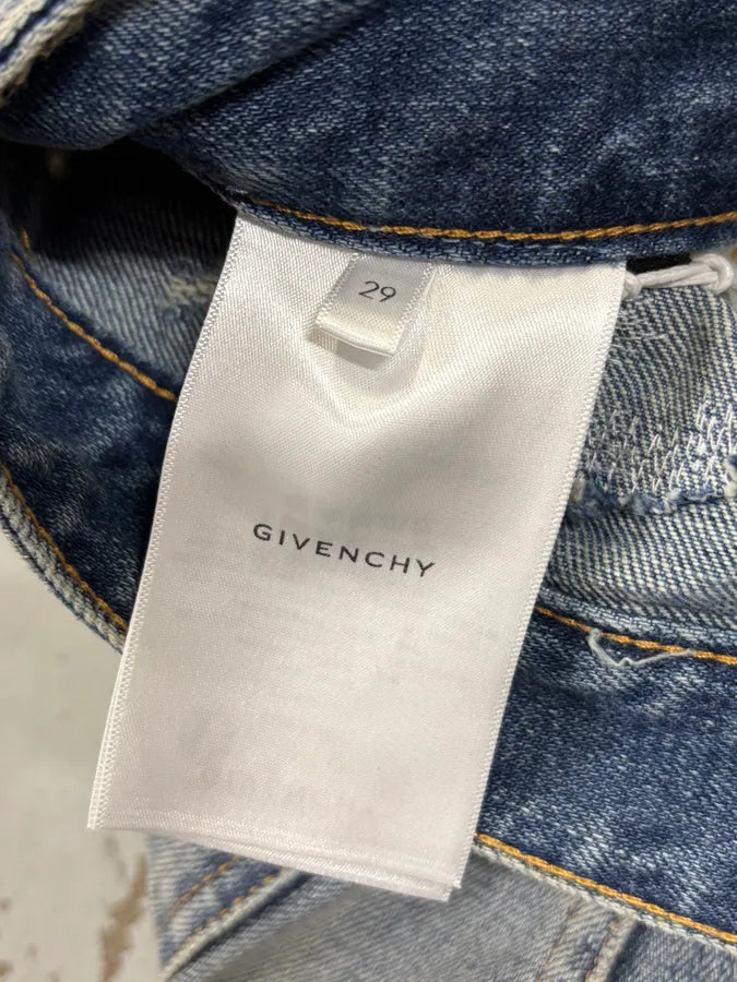 Givenchy Boro Distressed Blue Moleskin Denim Jeans Kgnrfrn 10