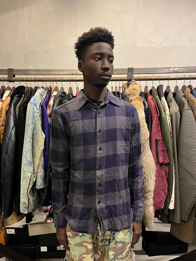 Givenchy Grey & Navy Checkered Shirt DRUNFrR 0
