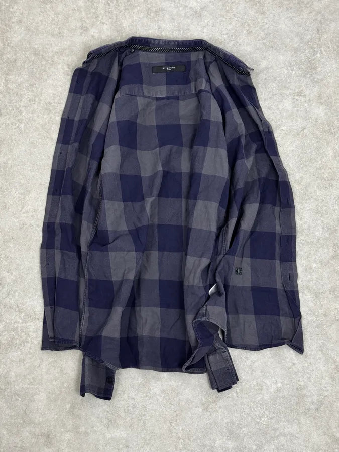 Givenchy Grey & Navy Classy Checkered Shirt HiLwZAc 6