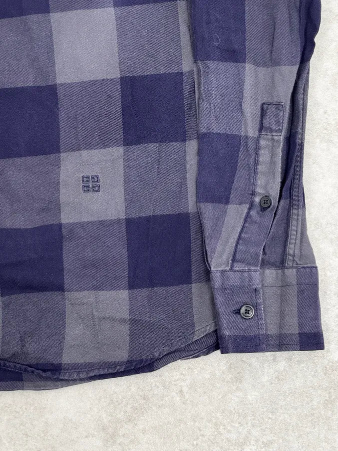 Givenchy Grey & Navy Classy Checkered Shirt HiLwZAc 7