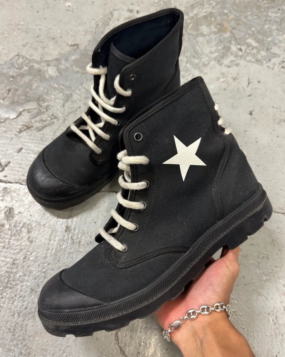 Givenchy High Black Canvas Combat Boots (41.5eu/us8) oLhKMPA 0