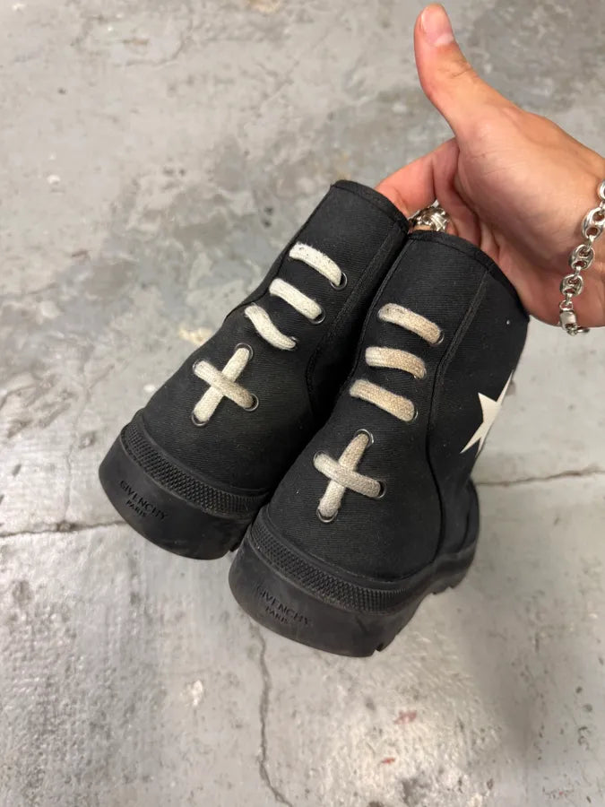 Givenchy High Black Canvas Combat Boots (41.5eu/us8) oLhKMPA 1
