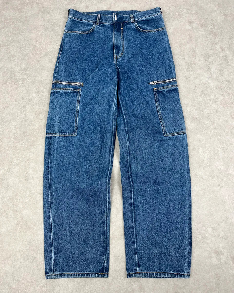 AW2023 Givenchy Indigo Blue Cargo Denim Jeans By Matthew Williams TBqRShG 0