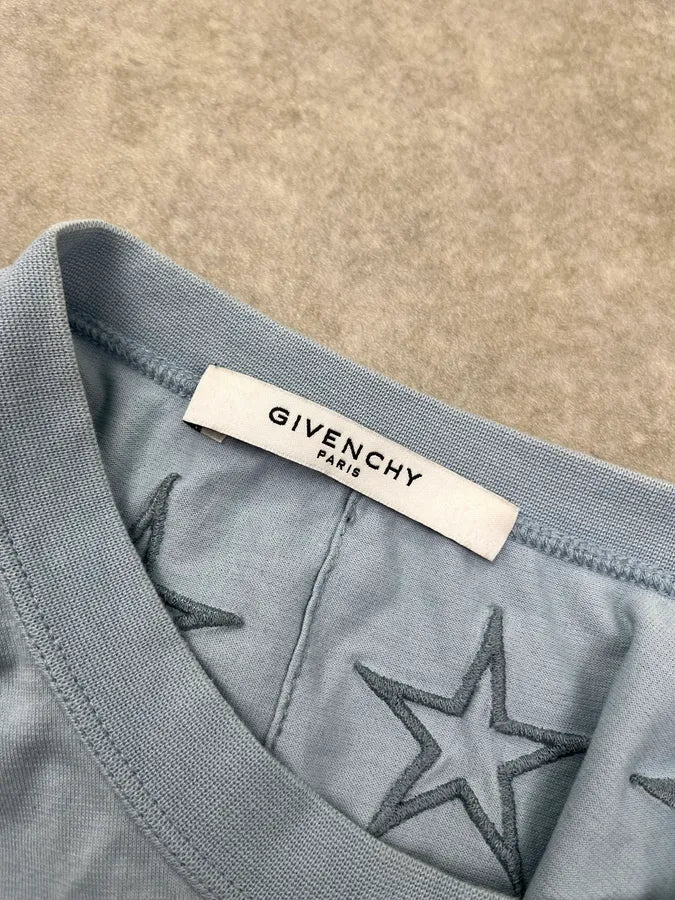 SS2020 Givenchy Light Blue Star Embroidered T-Shirt jDroFdG 6