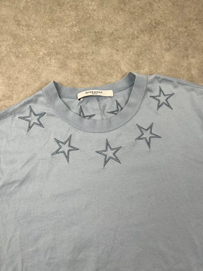 SS2020 Givenchy Light Blue Star Embroidered T-Shirt jDroFdG 4