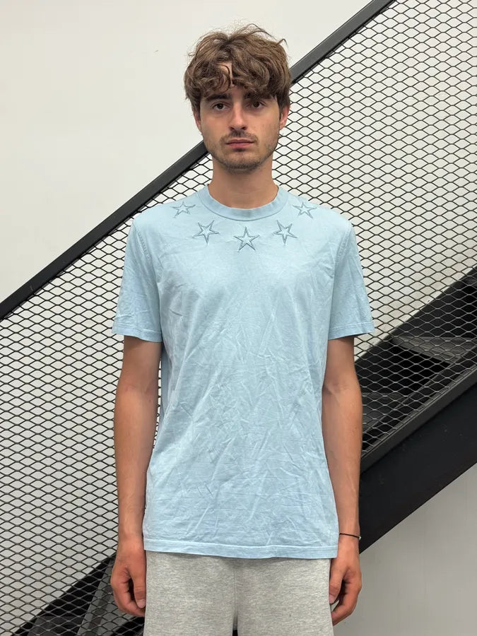 SS2020 Givenchy Light Blue Star Embroidered T-Shirt jDroFdG 0