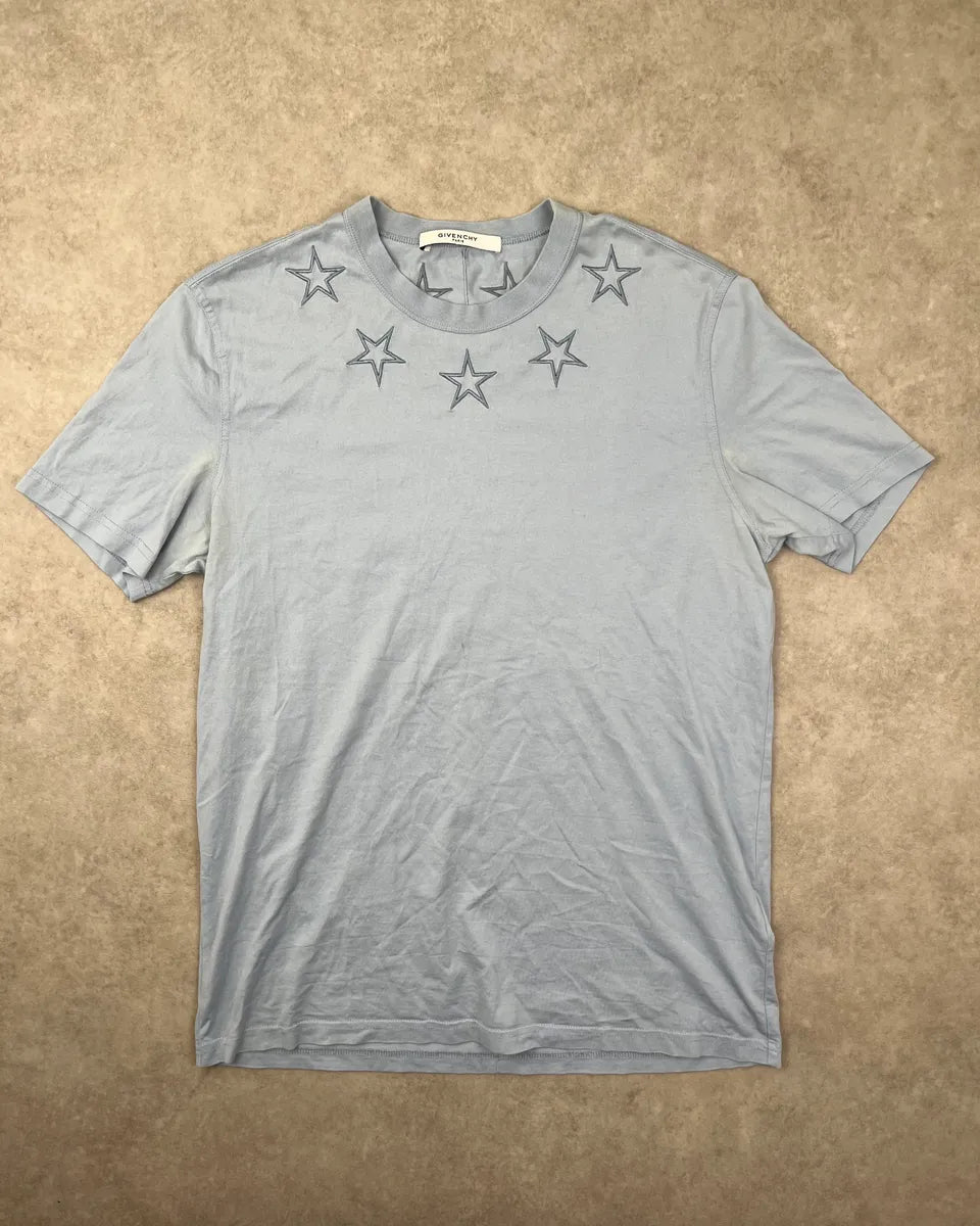SS2020 Givenchy Light Blue Star Embroidered T-Shirt jDroFdG 2