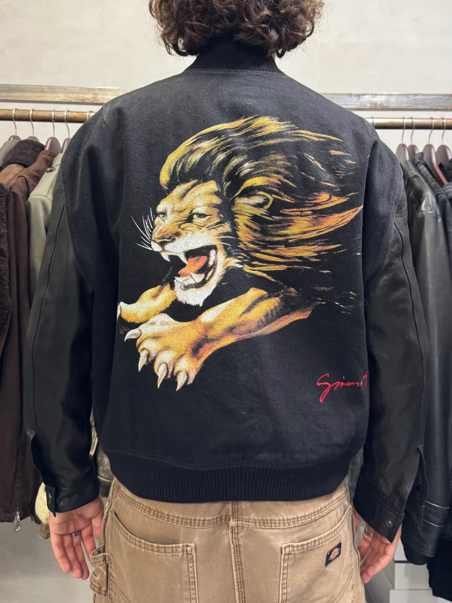 Givenchy Lion Hybrid Buttoned Bomber Leather Jacket pbEicJB 0