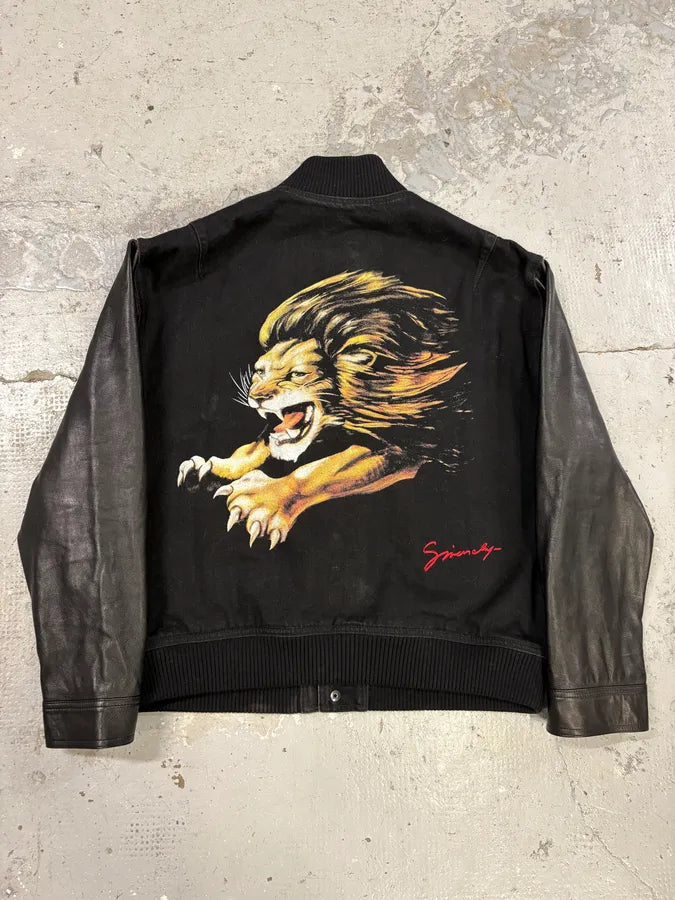 Givenchy Lion Hybrid Buttoned Bomber Leather Jacket pbEicJB 2