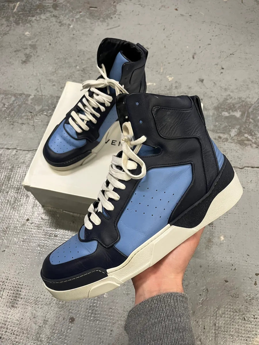 Givenchy Navy Blue Leather High-Top Sneaker Boots eiLoZWP 0