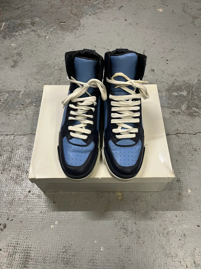 Givenchy Navy Blue Leather High-Top Sneaker Boots eiLoZWP 3