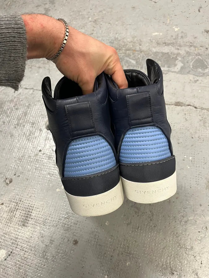 Givenchy Navy Blue Leather High-Top Sneaker Boots eiLoZWP 4