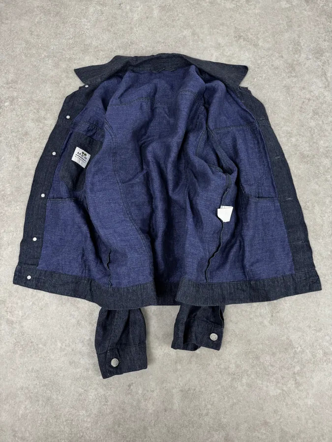 1990s Givenchy Navy Linen Trucker Jacket mHVwIuL 6