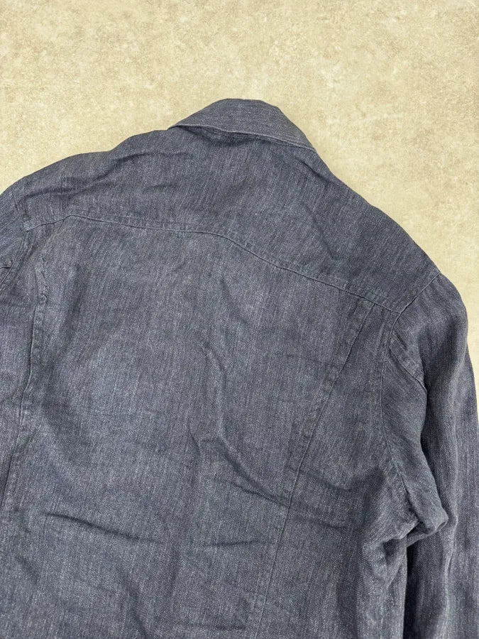 1990s Givenchy Navy Linen Trucker Jacket mHVwIuL 5