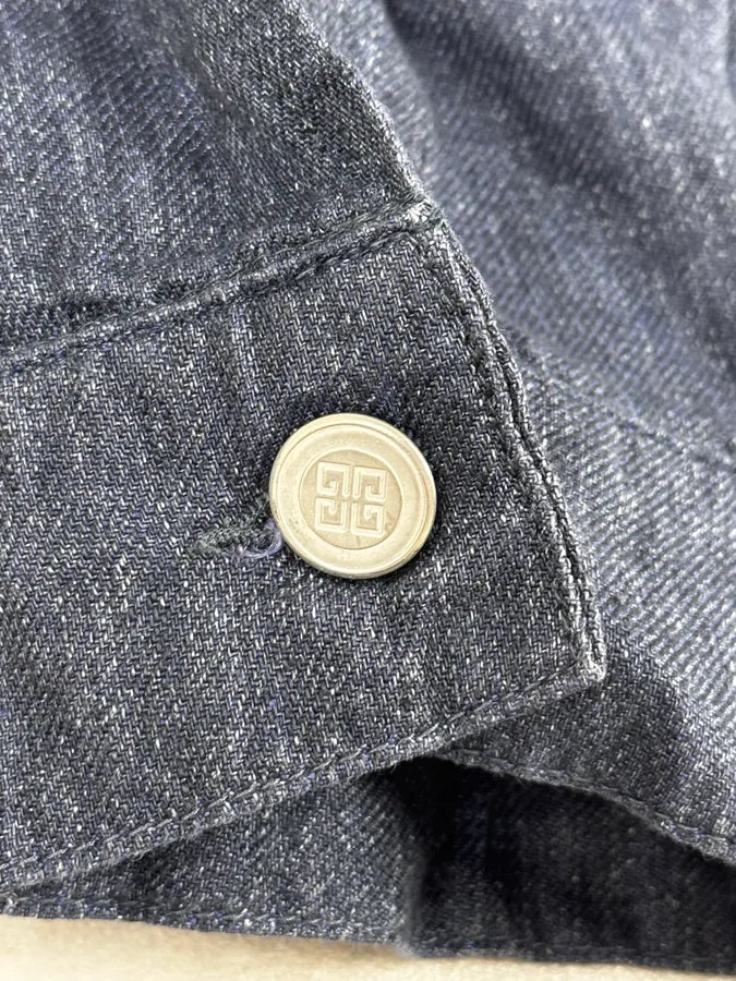 1990s Givenchy Navy Linen Trucker Jacket mHVwIuL 8