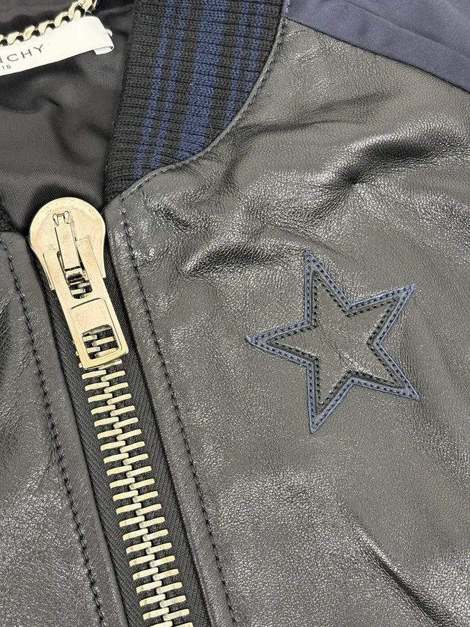 SS2017 Givenchy Navy Star Black Leather Bomber Jacket by Riccardo Tisci vQzUBLe 8