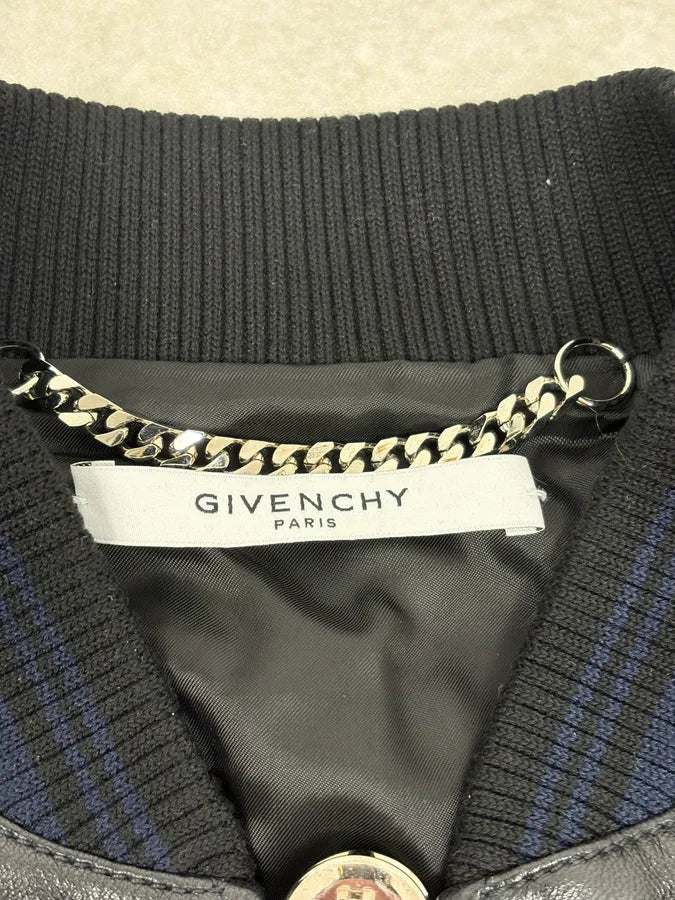 SS2017 Givenchy Navy Star Black Leather Bomber Jacket by Riccardo Tisci vQzUBLe 9