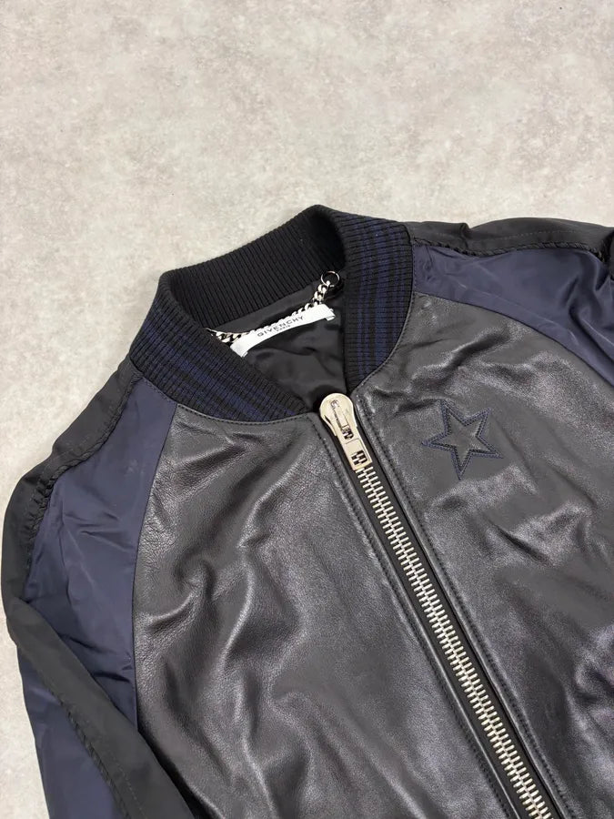 SS2017 Givenchy Navy Star Black Leather Bomber Jacket by Riccardo Tisci vQzUBLe 4