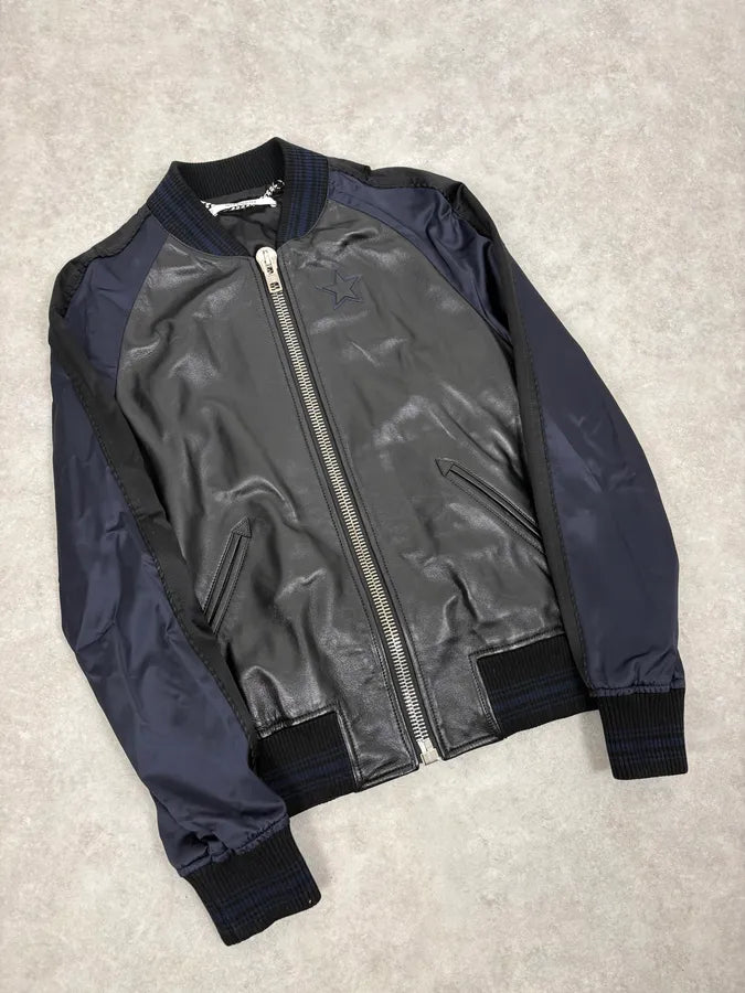 SS2017 Givenchy Navy Star Black Leather Bomber Jacket by Riccardo Tisci vQzUBLe 3