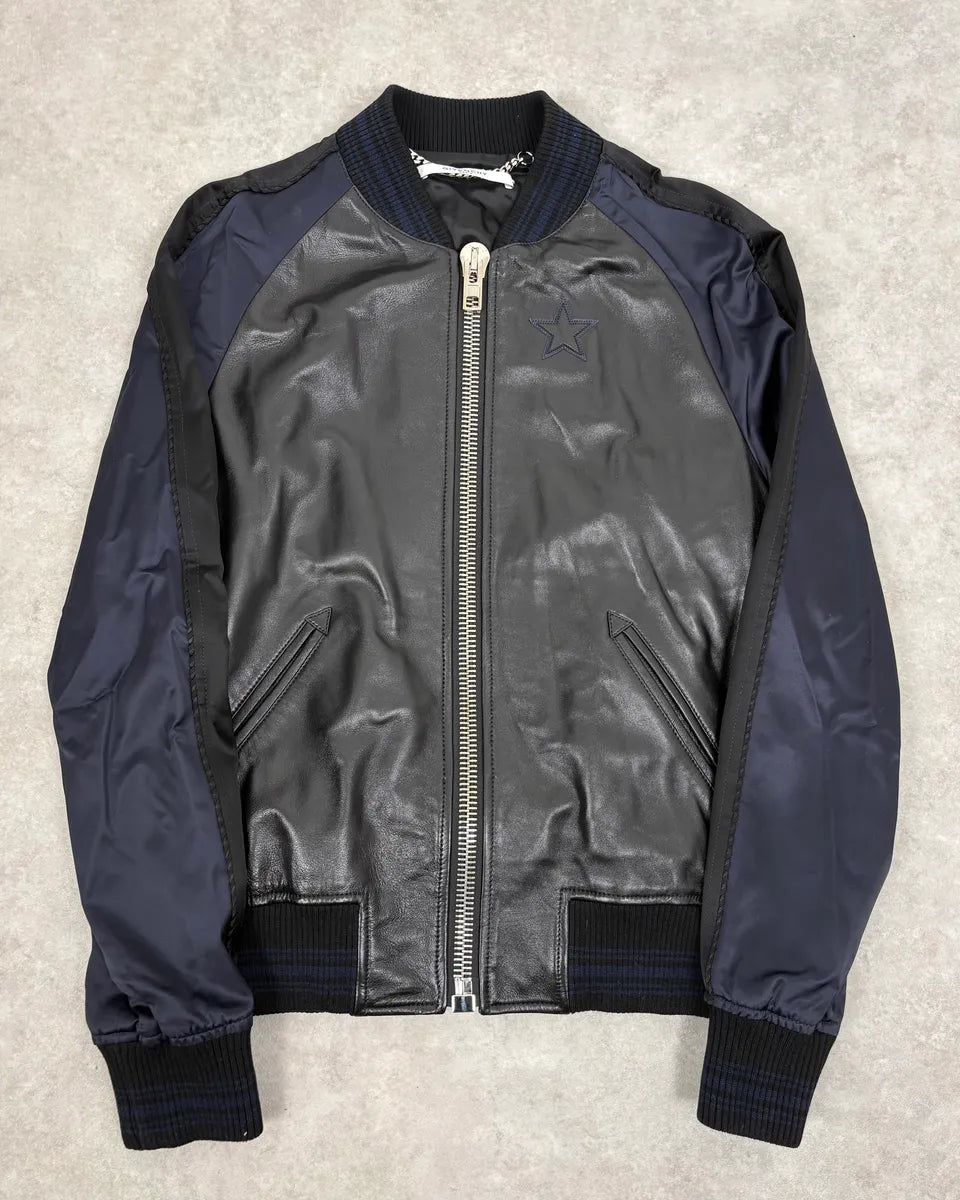 SS2017 Givenchy Navy Star Black Leather Bomber Jacket by Riccardo Tisci vQzUBLe 0