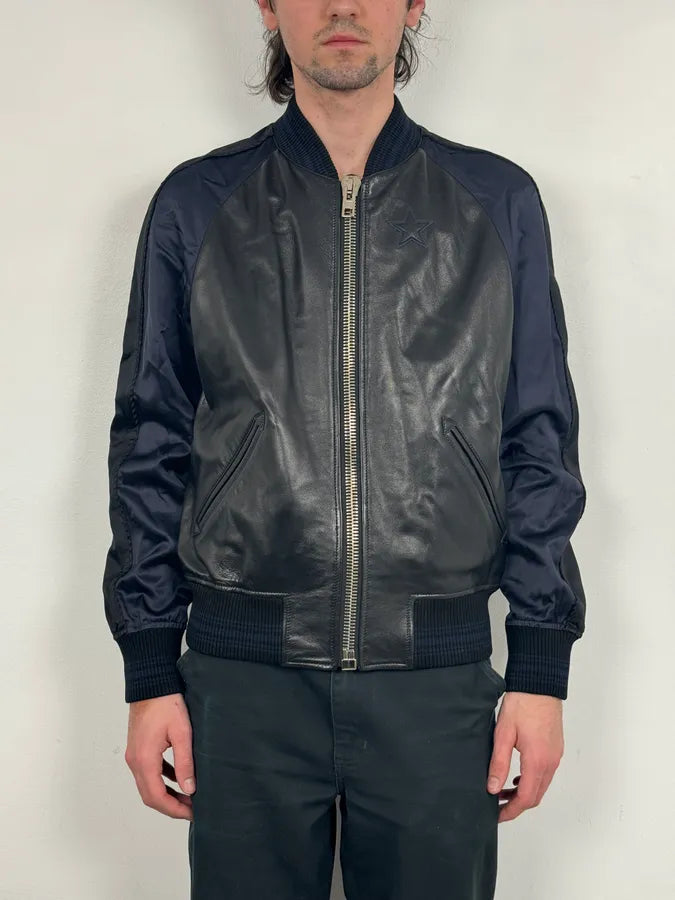 SS2017 Givenchy Navy Star Black Leather Bomber Jacket by Riccardo Tisci vQzUBLe 1