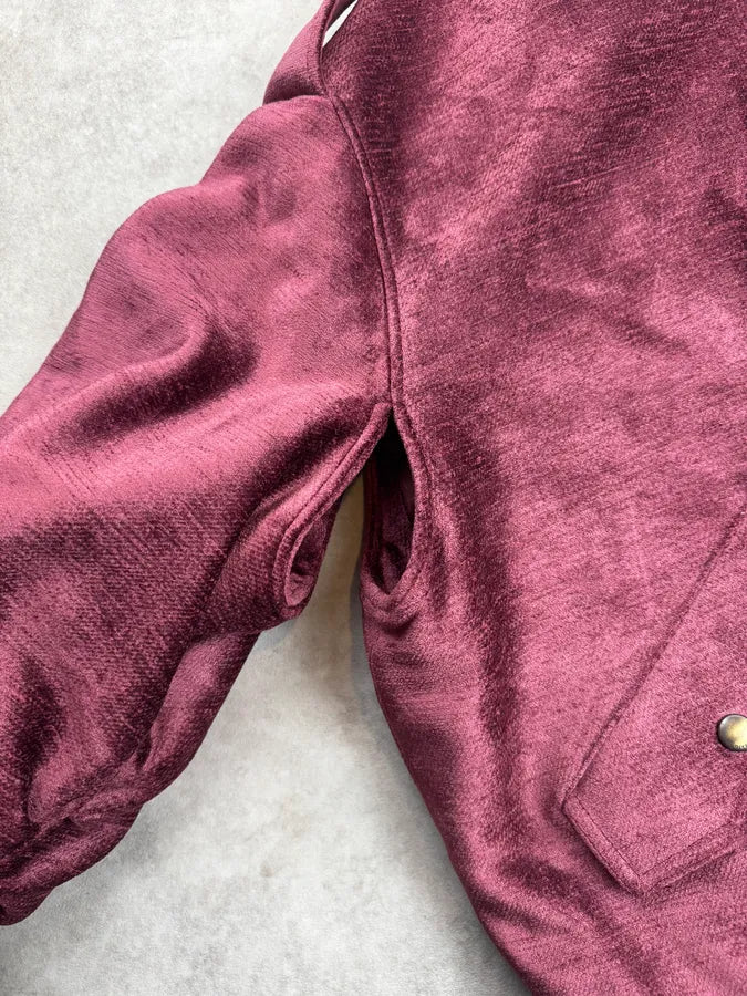 FW2024 Givenchy Bordeaux Velvet Bomber Jacket XGyFudN 8