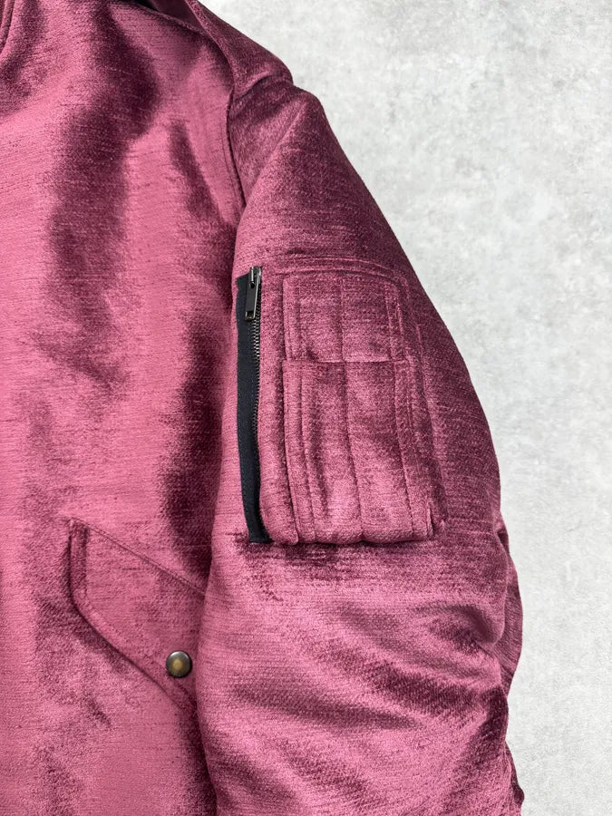 FW2024 Givenchy Bordeaux Velvet Bomber Jacket XGyFudN 10