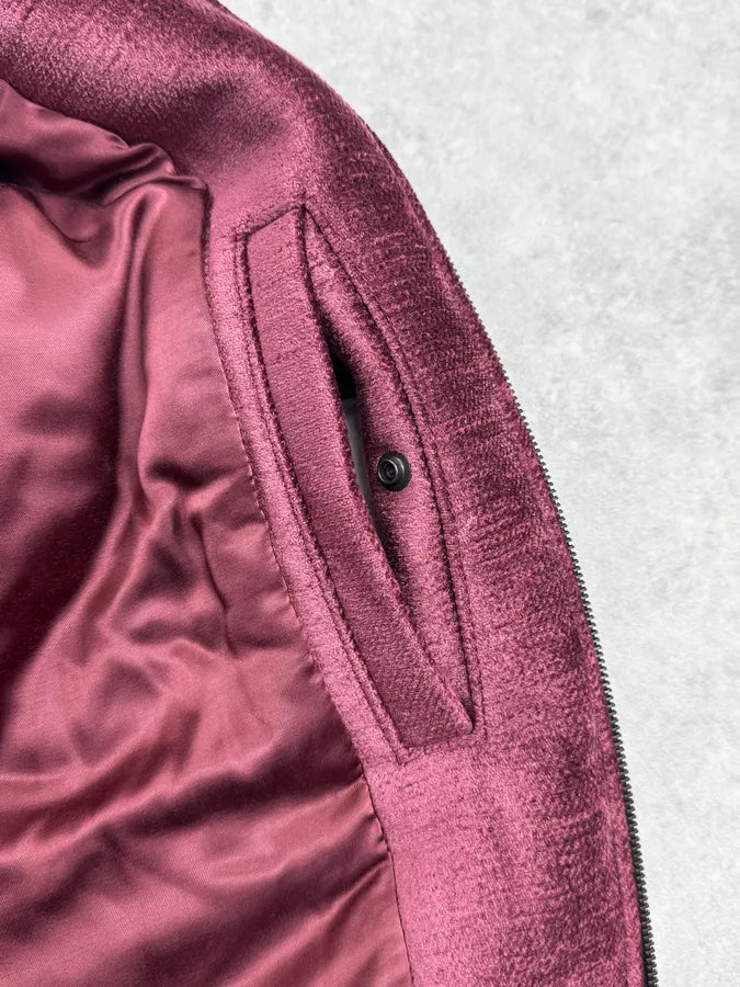 FW2024 Givenchy Bordeaux Velvet Bomber Jacket XGyFudN 11