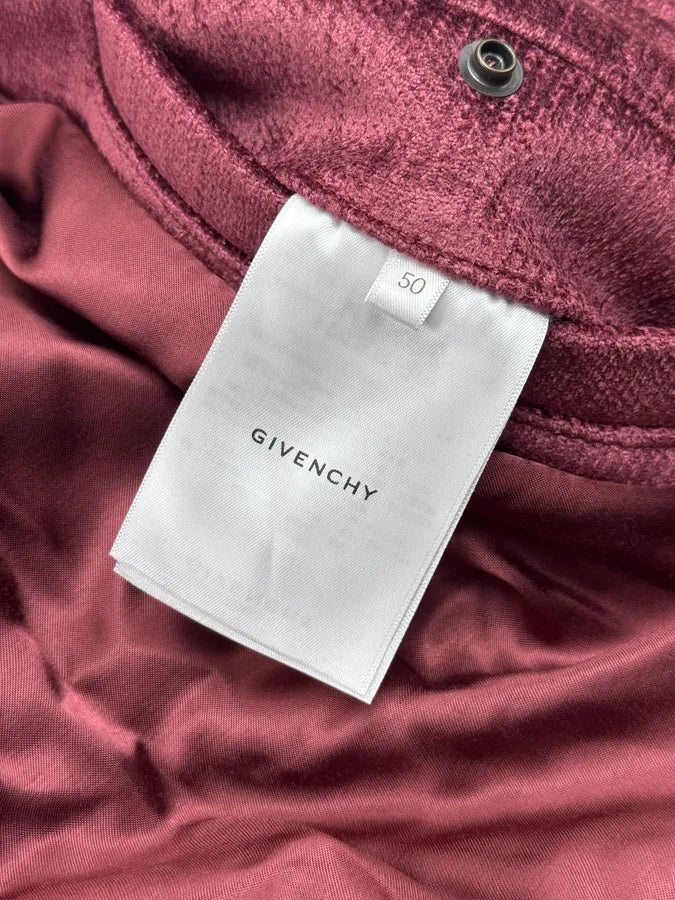 FW2024 Givenchy Bordeaux Velvet Bomber Jacket XGyFudN 13