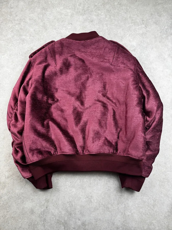 FW2024 Givenchy Bordeaux Velvet Bomber Jacket XGyFudN 2