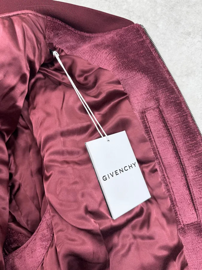FW2024 Givenchy Bordeaux Velvet Bomber Jacket XGyFudN 14