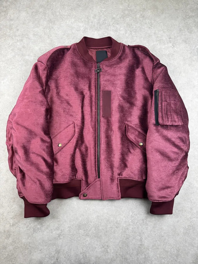 FW2024 Givenchy Bordeaux Velvet Bomber Jacket XGyFudN 0