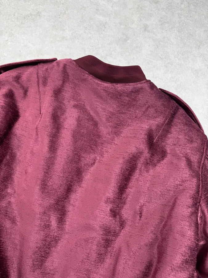 FW2024 Givenchy Bordeaux Velvet Bomber Jacket XGyFudN 6