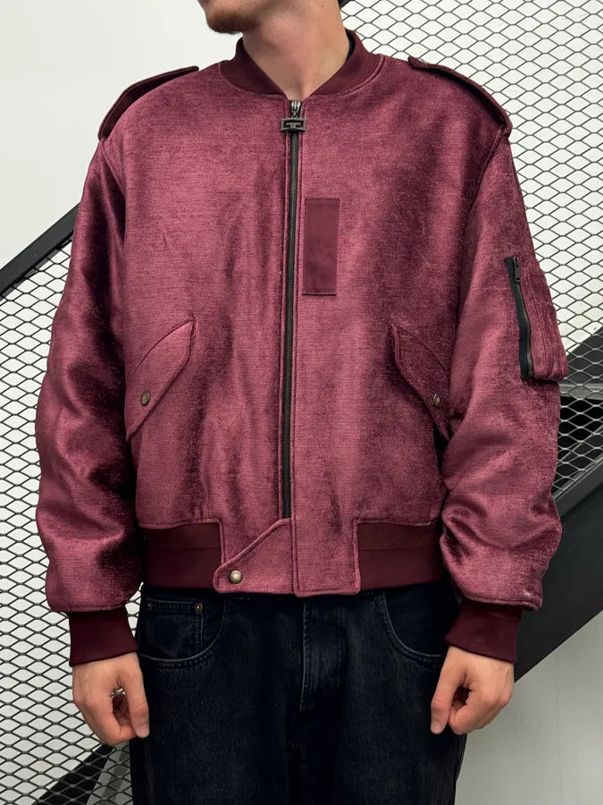 FW2024 Givenchy Bordeaux Velvet Bomber Jacket XGyFudN 4