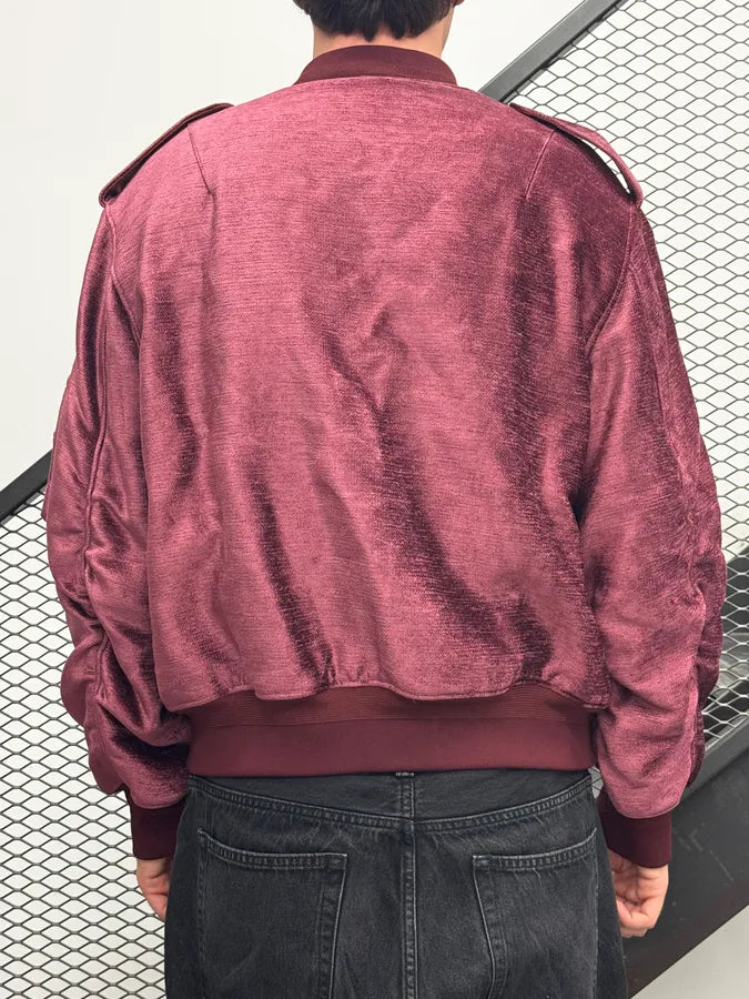 FW2024 Givenchy Bordeaux Velvet Bomber Jacket XGyFudN 3