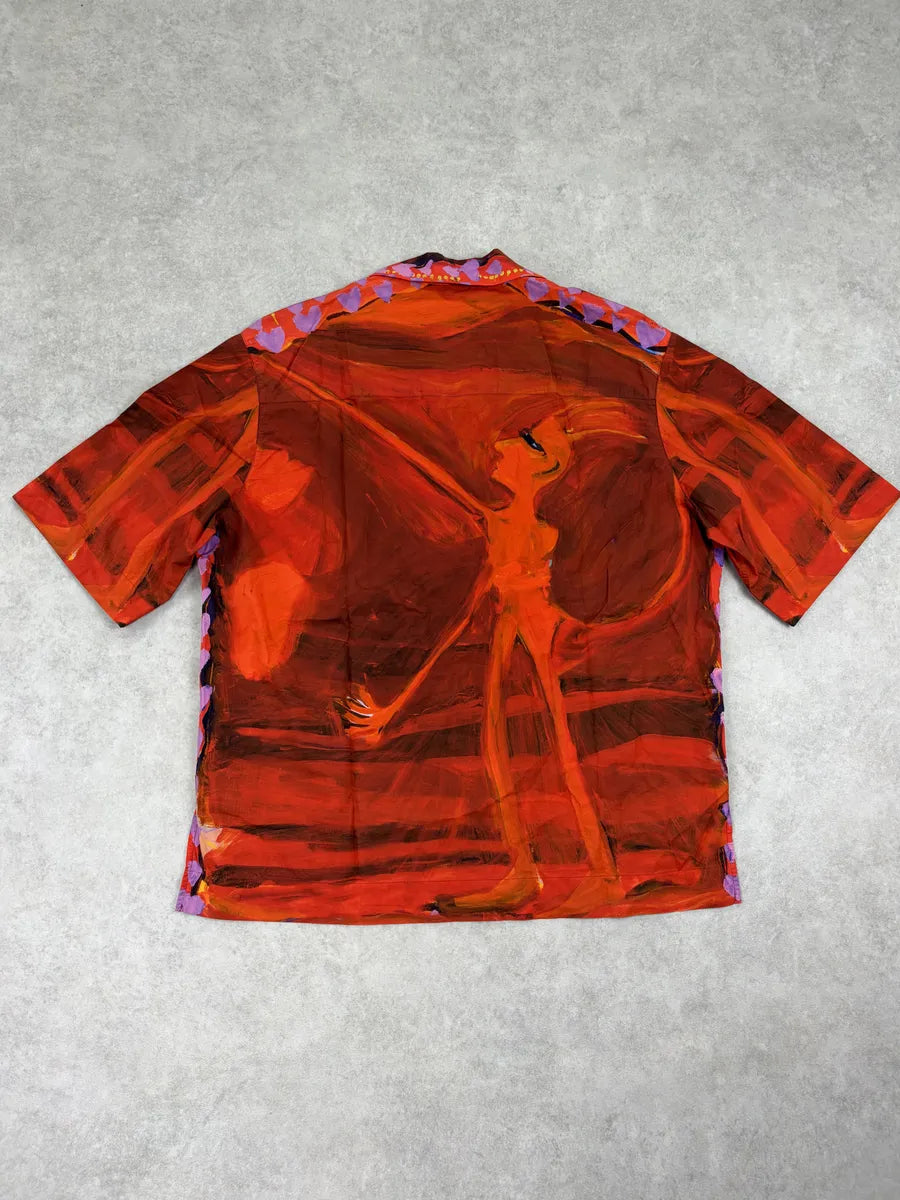 SS2022 Givenchy Josh Smith Orange Devil Hawaiian Shirt TRgetuJ 5