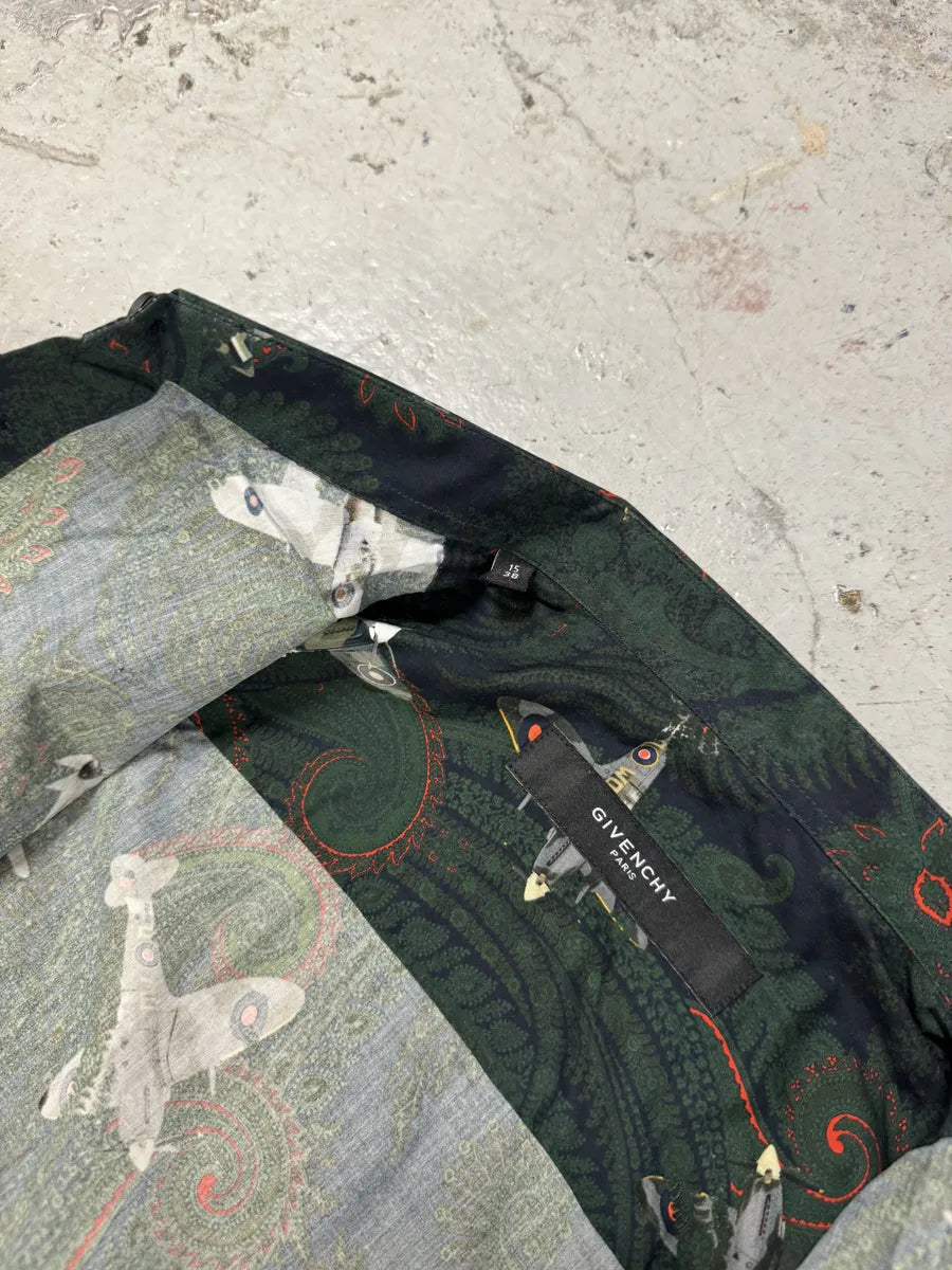 Givenchy Paisley Sky War Planes Green Shirt zOpdPzB 10